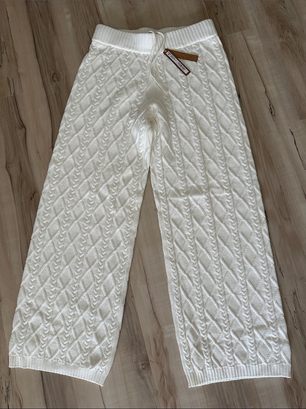 SKIMS Snow Bunny Shop Cableknit Straight Leg Pants - Ivory NWT